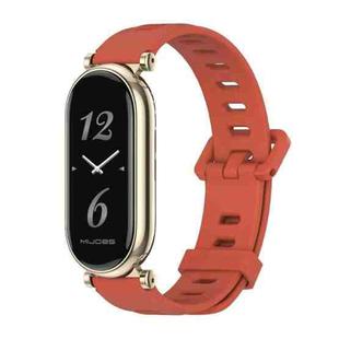 For Xiaomi Mi Band 8 / 9 / 9 NFC Mijobs GT4 Flat Hole Silicone Watch Band(Orange Light Gold)