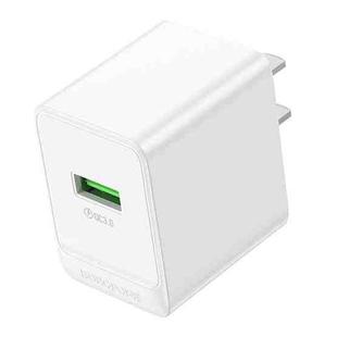 BOROFONE BAS12 Erudite 18W QC3.0 USB Single Port Charger, US Plug(White)