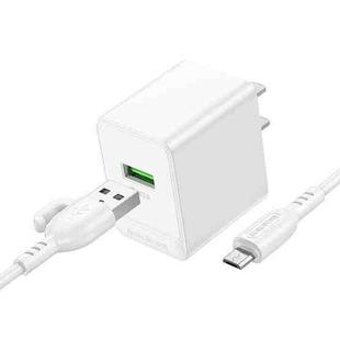 BOROFONE BAS12 Erudite 18W QC3.0 Single Port Charger with 1m USB to Micro USB Cable, US Plug(White)