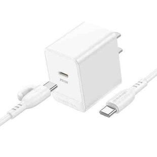 BOROFONE BAS13 Erudite PD 20W USB-C / Type-C Single Port Charger with 1m Type-C to Type-C Cable, US Plug(White)