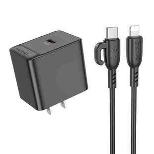 BOROFONE BAS15 Erudite PD 30W USB-C / Type-C Single Port Charger with 1m Type-C to 8 Pin Cable, US Plug(Black)