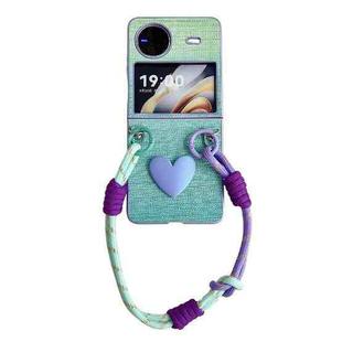 For vivo X Flip Illusory Color Leather Texture PC Phone Case with Color Strap(Green)