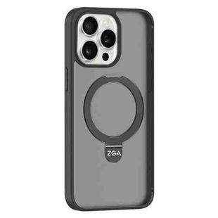 For iPhone 15 Pro Max ZGA Magsafe Holder PC Hybrid TPU Phone Case(Black)