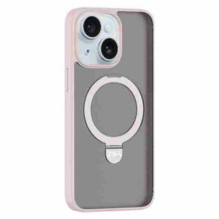 For iPhone 15 Plus ZGA Magsafe Holder PC Hybrid TPU Phone Case(Pink)