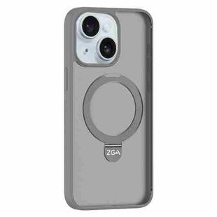 For iPhone 15 Plus ZGA Magsafe Holder PC Hybrid TPU Phone Case(Grey)