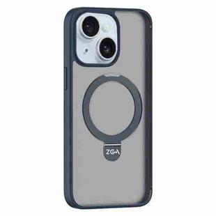 For iPhone 15 Plus ZGA Magsafe Holder PC Hybrid TPU Phone Case(Blue)