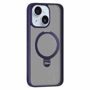 For iPhone 15 Plus ZGA Magsafe Holder PC Hybrid TPU Phone Case(Purple)
