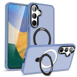 For Samsung Galaxy S23 5G MagSafe Holder Skin-feel PC Hybrid TPU Phone Case(Grey Blue)