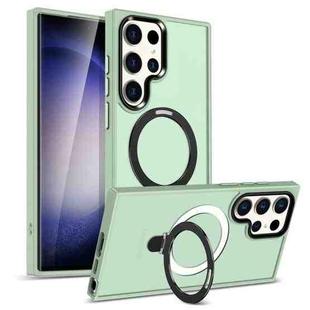 For Samsung Galaxy S23 Ultra MagSafe Holder Skin-feel PC Hybrid TPU Phone Case(Light Green)