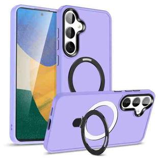 For Samsung Galaxy S24+ 5G MagSafe Holder Skin-feel PC Hybrid TPU Phone Case(Light Purple)