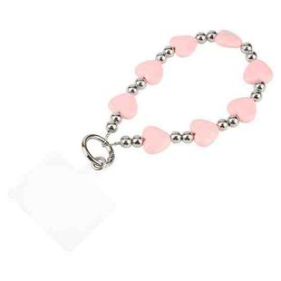 Mobile Phone Anti-lost Love Heart Bead Chain Short Lanyard(Pink)