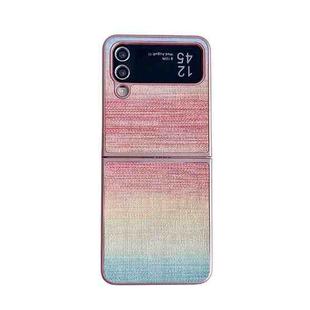 For Samsung Galaxy Z Flip4 Illusory Color Leather Texture PC Phone Case(Pink)