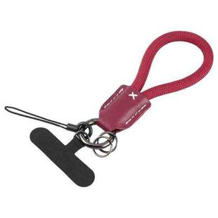 Keychain Pure Color Mobile Phone Anti-lost Short Lanyard(Wine Red)