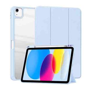 For iPad 10th Gen 10.9 2022 ZGA Tri-Fold Voltage Smart Leather Tablet Case(Ice Blue)