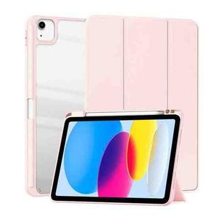 For iPad 10th Gen 10.9 2022 ZGA Tri-Fold Voltage Smart Leather Tablet Case(Pink)