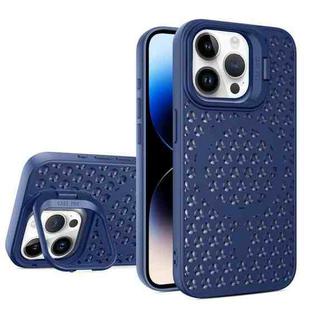 For iPhone 14 Pro Max Hollow Cooling Lens Holder MagSafe Magnetic TPU Phone Case(Blue)