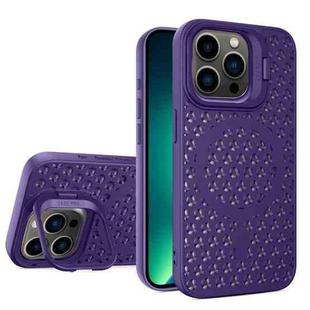 For iPhone 13 Pro Max Hollow Cooling Lens Holder MagSafe Magnetic TPU Phone Case(Purple)