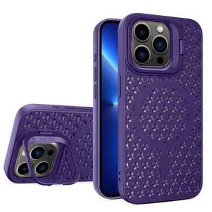 For iPhone 13 Pro Hollow Cooling Lens Holder MagSafe Magnetic TPU Phone Case(Purple)