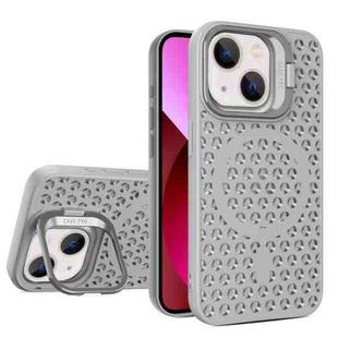 For iPhone 13 Hollow Cooling Lens Holder MagSafe Magnetic TPU Phone Case(Grey)