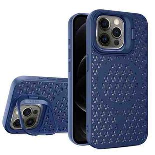 For iPhone 12 Pro Hollow Cooling Lens Holder MagSafe Magnetic TPU Phone Case(Blue)