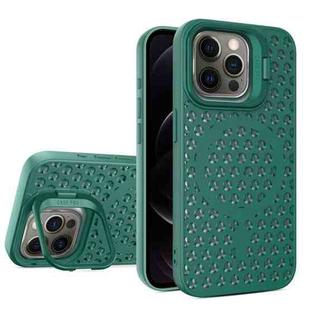 For iPhone 12 Pro Hollow Cooling Lens Holder MagSafe Magnetic TPU Phone Case(Green)