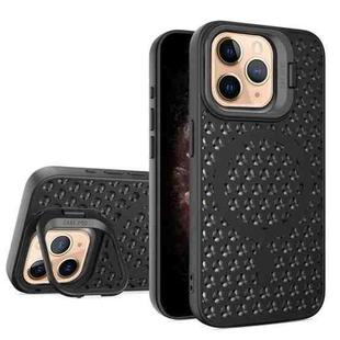 For iPhone 11 Pro Max Hollow Cooling Lens Holder MagSafe Magnetic TPU Phone Case(Black)