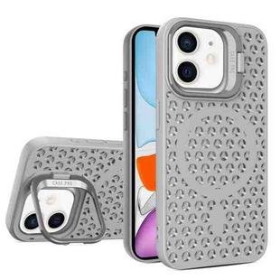 For iPhone 11 Hollow Cooling Lens Holder MagSafe Magnetic TPU Phone Case(Grey)