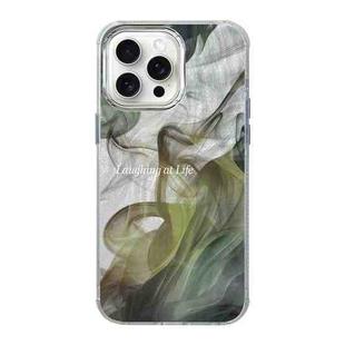 For iPhone 15 Pro Max Illustration Pattern Radiation Design Full Coverage Shockproof Phone Case(Green Wash Painting)