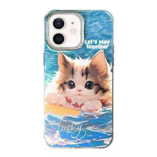 For iPhone 12 Illustration Pattern Radiation Design Full Coverage Shockproof Phone Case(Cat)