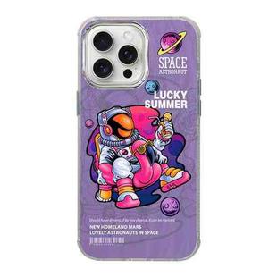 For iPhone 12 Pro Max Illustration Pattern Radiation Design Full Coverage Shockproof Phone Case(Purple Astronaut)