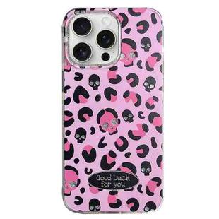 For iPhone 15 Pro Max Glitter Powder Leopard Print PC + TPU Phone Case(Pink)