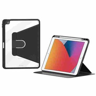 For iPad 10.2 2021/2020/2019 ZGA Tri-Fold 360 Rotation Smart Leather Tablet Case(Black)