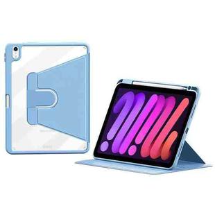 For iPad mini 6 ZGA Tri-Fold 360 Rotation Smart Leather Tablet Case(Blue)