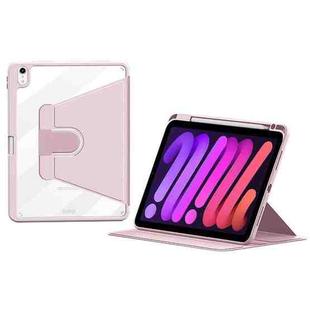 For iPad mini 6 ZGA Tri-Fold 360 Rotation Smart Leather Tablet Case(Pink)