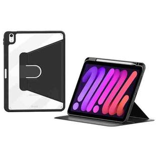 For iPad mini 6 ZGA Tri-Fold 360 Rotation Smart Leather Tablet Case(Black)