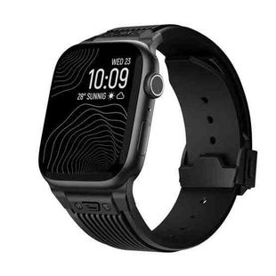 For Apple Watch Series 9 45mm Vertical Texture Black Buckle Elastic Silicone Watch Band(Black)