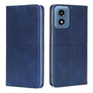 For Motorola Moto G Play 4G 2024 Cow Texture Magnetic Leather Phone Case(Blue)