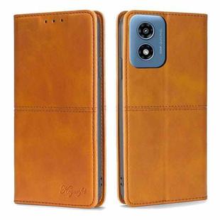 For Motorola Moto G Play 4G 2024 Cow Texture Magnetic Leather Phone Case(Light Brown)