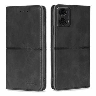 For Motorola Moto G24 4G Cow Texture Magnetic Leather Phone Case(Black)