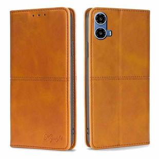 For Motorola Moto G34 5G Cow Texture Magnetic Leather Phone Case(Light Brown)