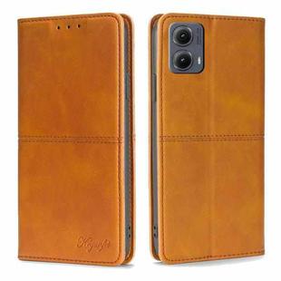 For Motorola Edge 5G 2024 Cow Texture Magnetic Leather Phone Case(Light Brown)