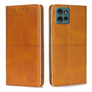 For Motorola Edge 50 5G Cow Texture Magnetic Leather Phone Case(Light Brown)