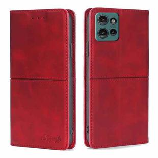 For Motorola Edge 50 5G Cow Texture Magnetic Leather Phone Case(Red)