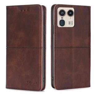 For Motorola Edge 50 Ultra Cow Texture Magnetic Leather Phone Case(Dark Brown)