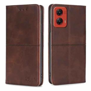 For Motorola Moto G Stylus 5G 2024 Cow Texture Magnetic Leather Phone Case(Dark Brown)