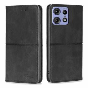 For Motorola Edge 50 Pro 5G Cow Texture Magnetic Leather Phone Case(Black)