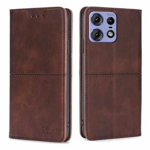 For Motorola Edge 50 Pro 5G Cow Texture Magnetic Leather Phone Case(Dark Brown)