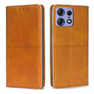 For Motorola Edge 50 Pro 5G Cow Texture Magnetic Leather Phone Case(Light Brown)