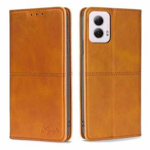 For Motorola Moto G Power 5G 2024 Cow Texture Magnetic Leather Phone Case(Light Brown)