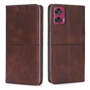 For Motorola Edge 50 Fusion 5G Cow Texture Magnetic Leather Phone Case(Dark Brown)